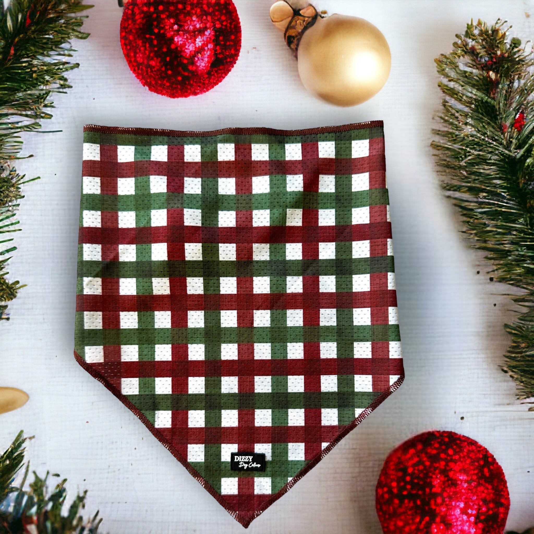 Bandana Tie Up Dog Bandana Christmas Gingham Dizzy Dog Collars