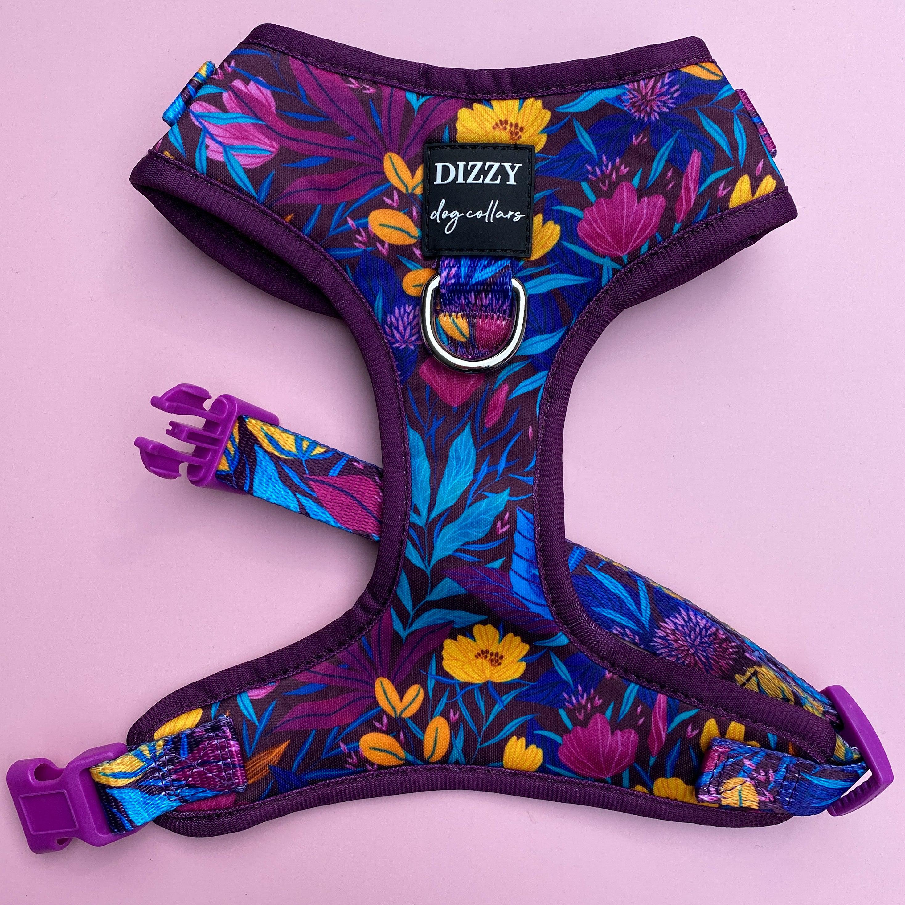 DOG HARNESS Sapphire Showers, Neck Adjustable Harness Dizzy Dog Collars