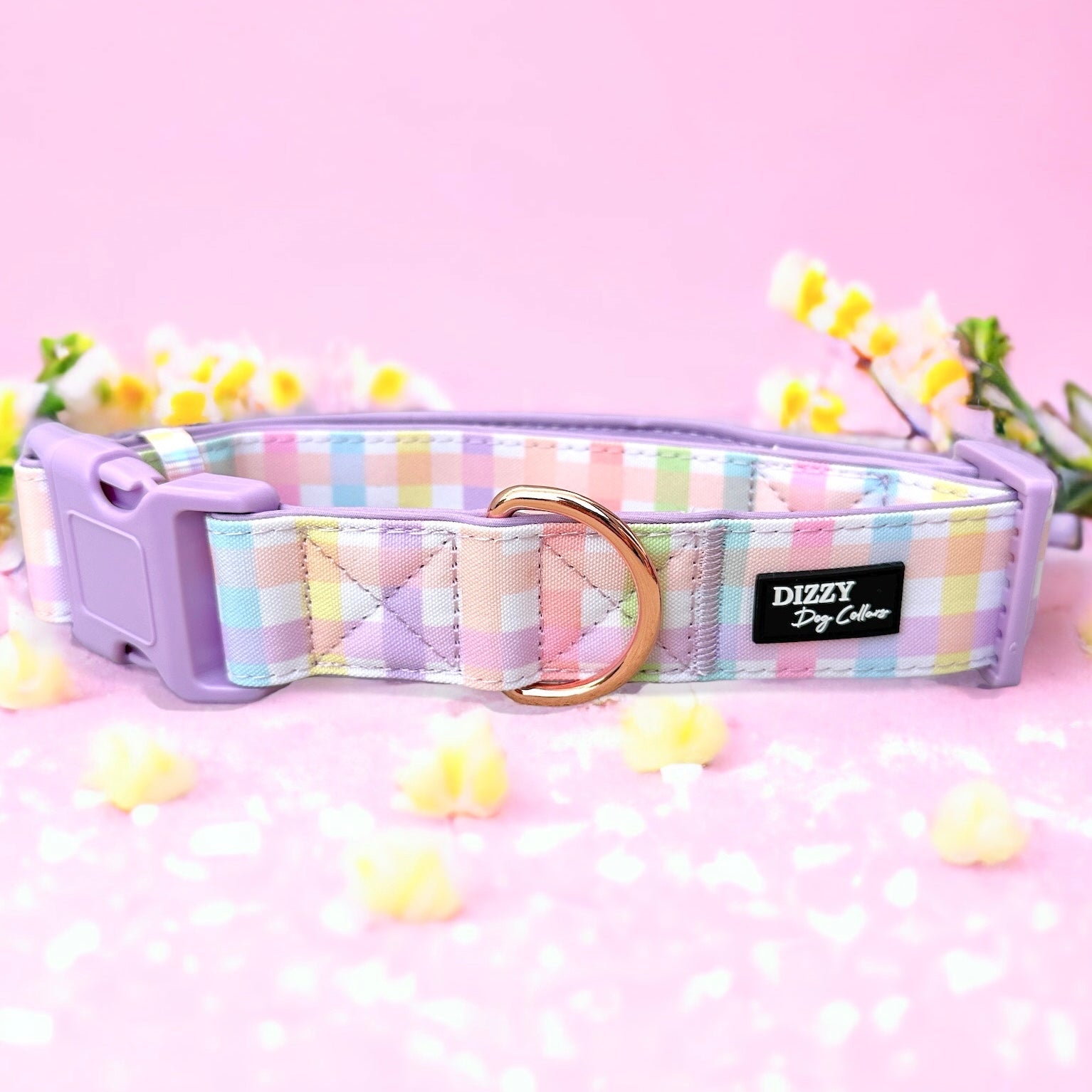 Extra Wide /// Sherbet Gingham Dog Collar Canvas & Neoprene Dog Coll