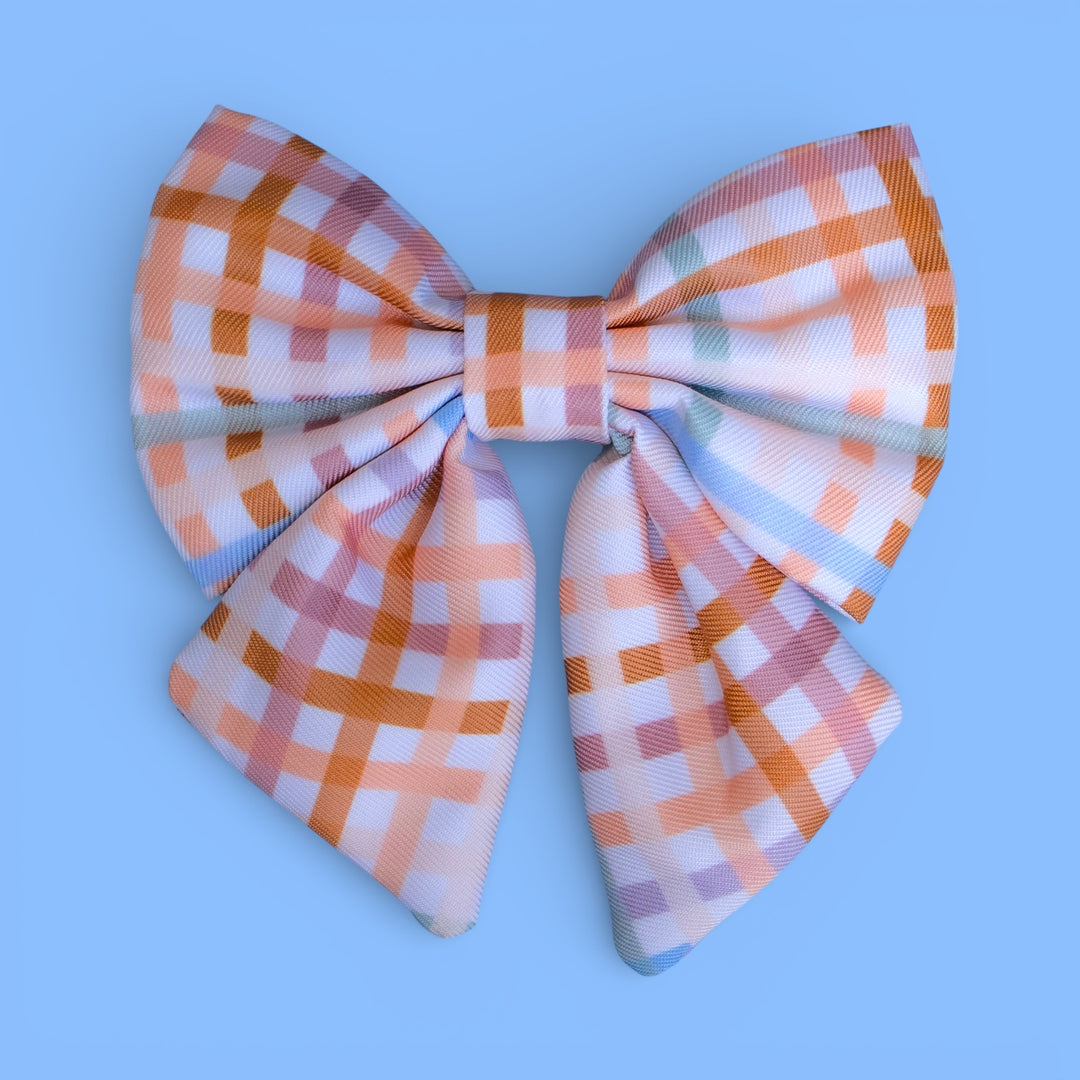 Vintage Gingham Dog Sailor Bow Tie