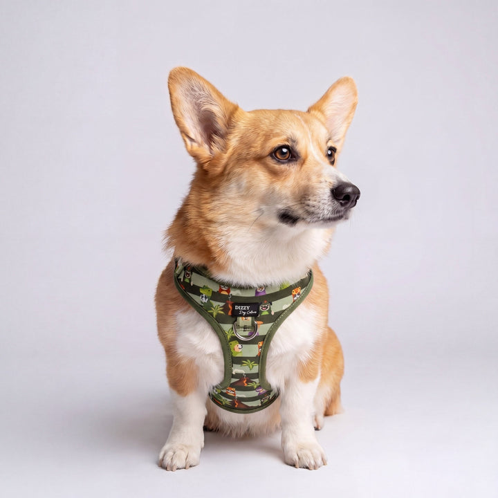 DOG HARNESS |     Mesozoic Mischief | Neck Adjustable Dog Harness