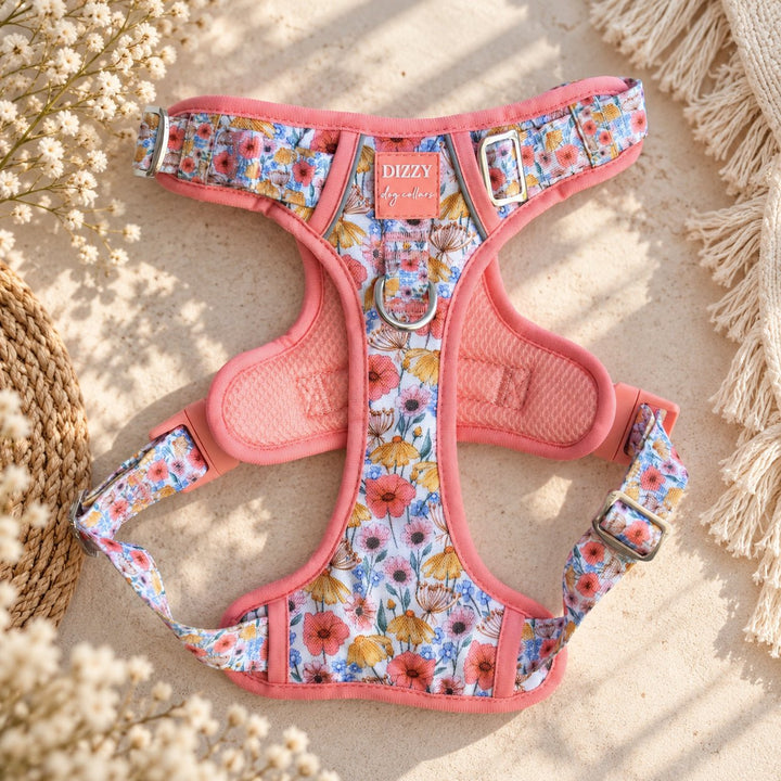 No Pull Dog Harness with Handle: Peachy Posies
