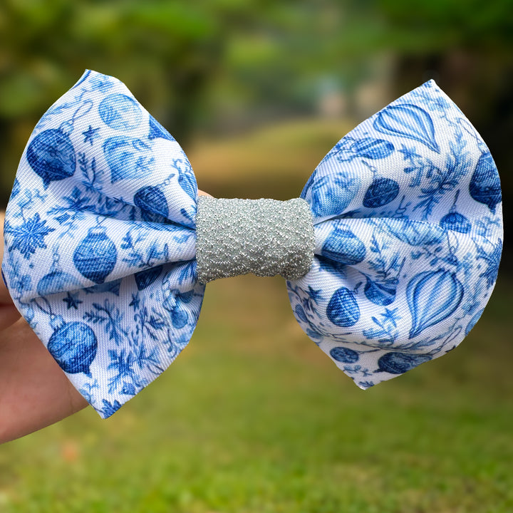 Dog Christmas Bow Tie |Frosted Baubles