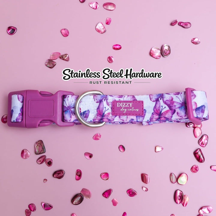 Candy Sky Butterfly | Neoprene Dog Collar | Pink Butterflies Dog Collar