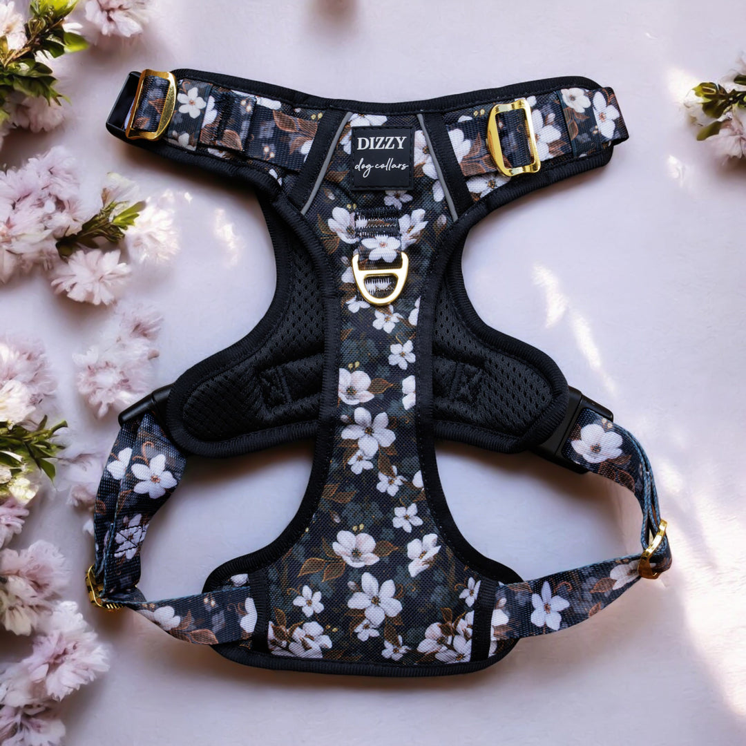 ****SECONDS*** No Pull Dog Harness with Handle | Midnight Cherry Blossoms