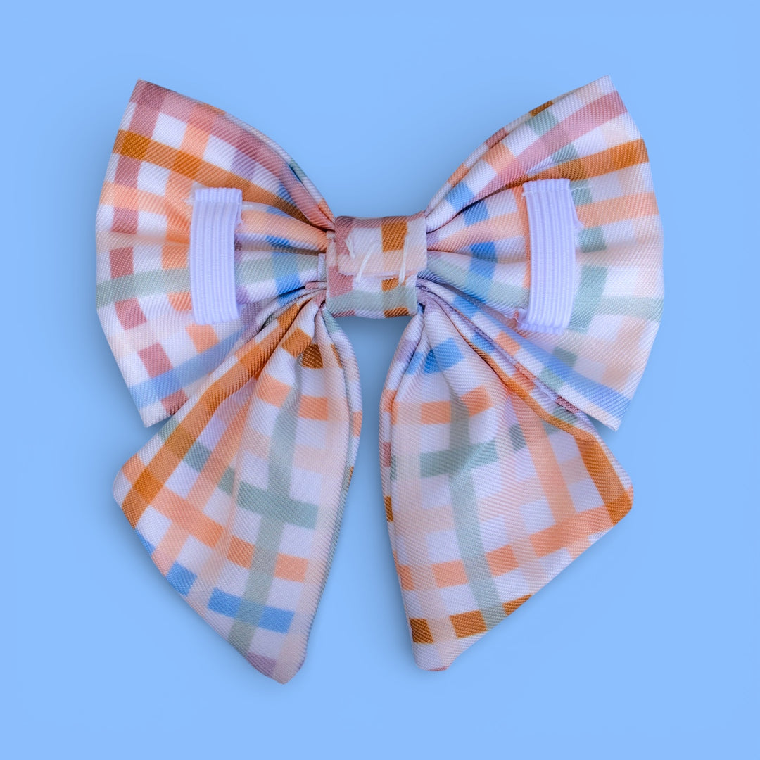 Vintage Gingham Dog Sailor Bow Tie
