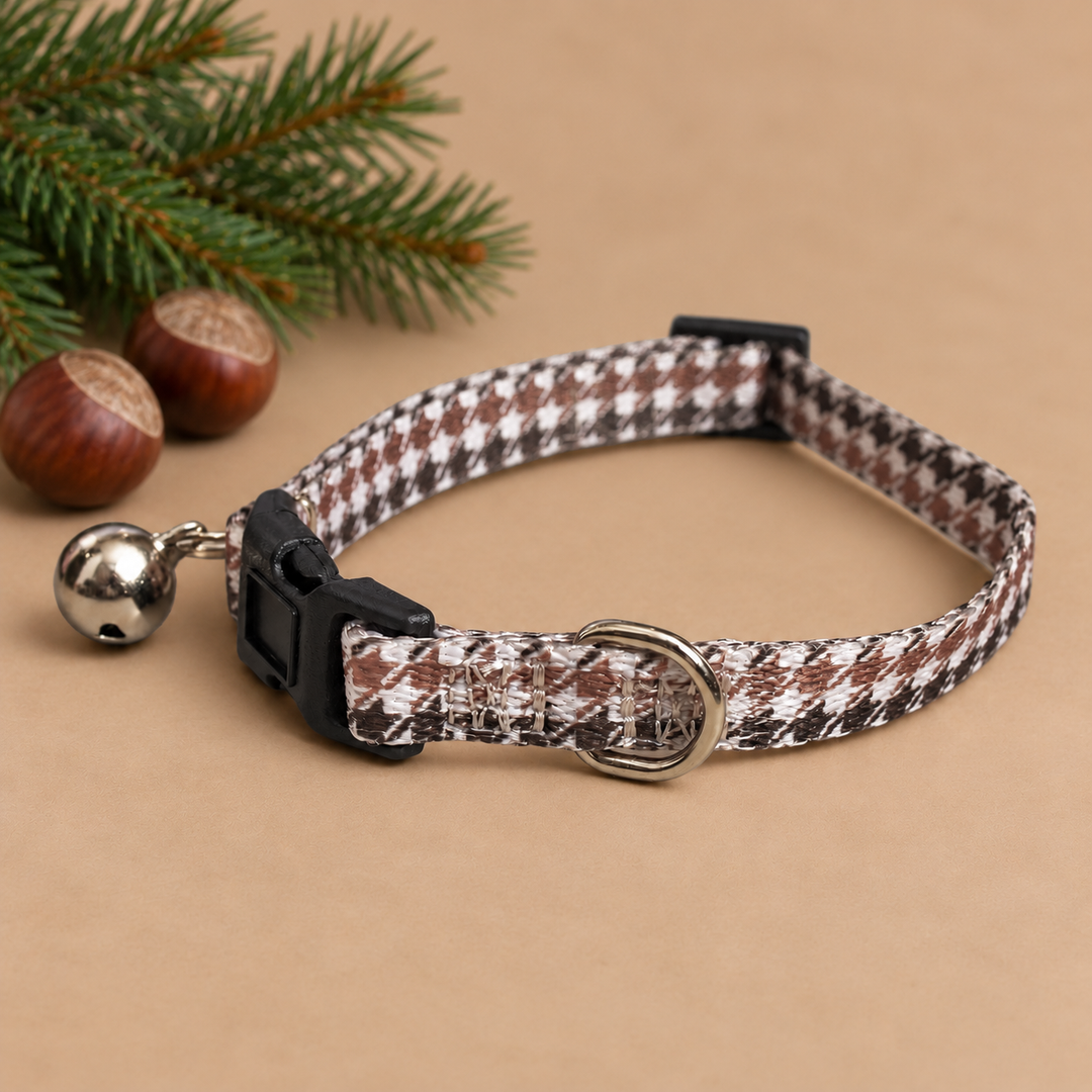 Chestnut Tweed Cat Collar | Toy Breed Dog Collar | Puppy Collar