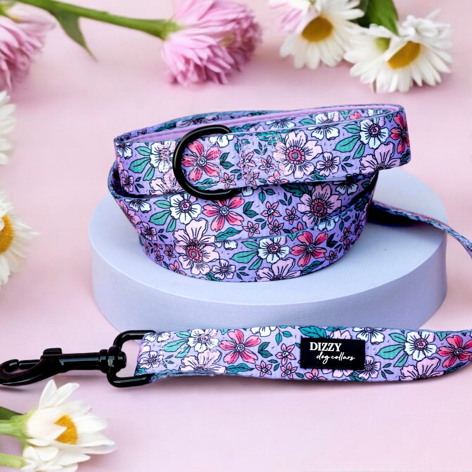 Lilac Floral Dog Leash Dog Lead