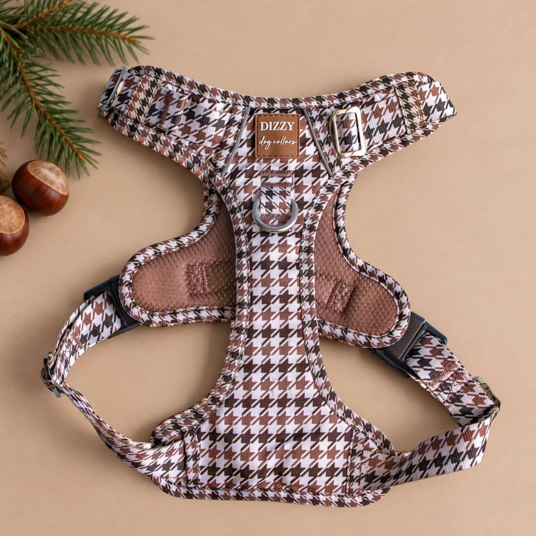 No Pull Dog Harness: Chestnut Tweed