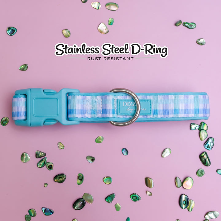 Breezy Blue Gingham Dog Collar | Neoprene Dog Collar