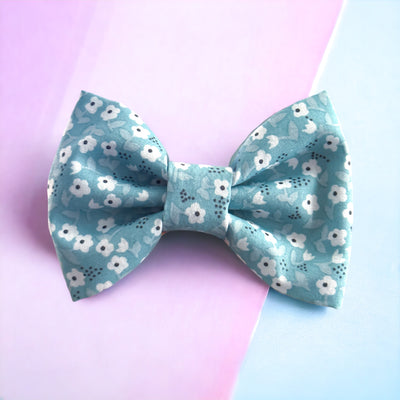 Pretty Teal Floral - Bow Tie-Dizzy Dog Collars