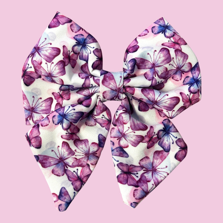 Candy Sky Butterfly | Sailor Bow Tie | Pink Butterflies Dog Bow