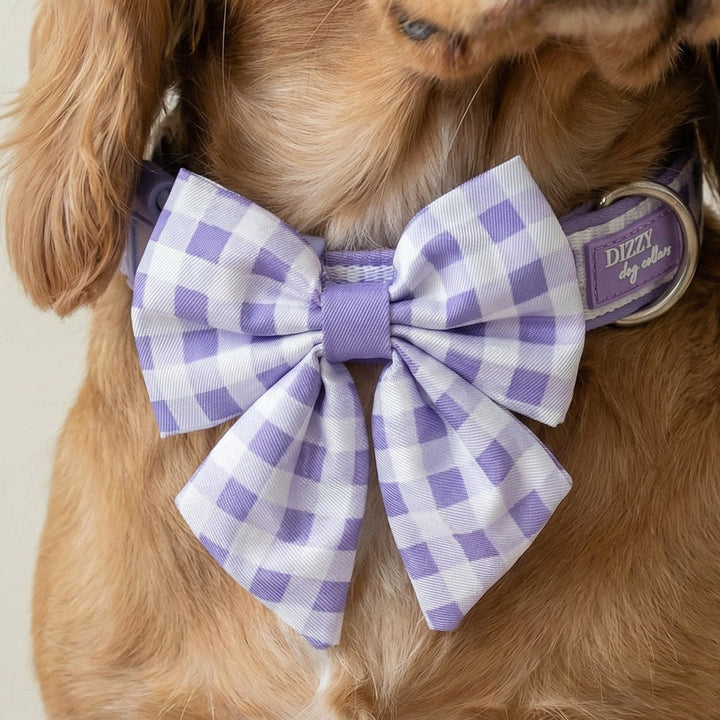 Dog Sailor Bow Tie | Lavender Gingham