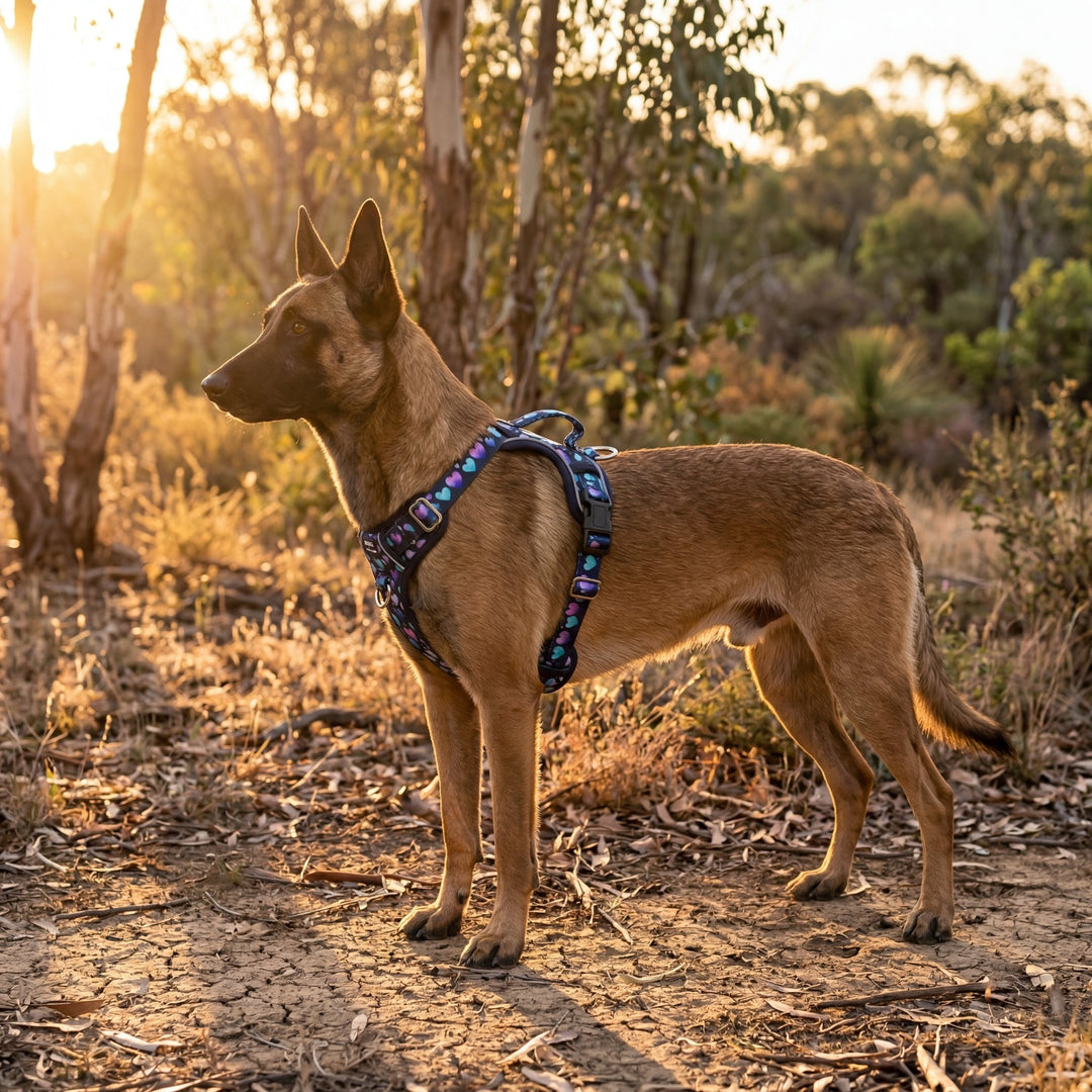Hearts & Harmony No Pull Dog Harness with Handle | Step in & Reflective | STAINLESS STEEL