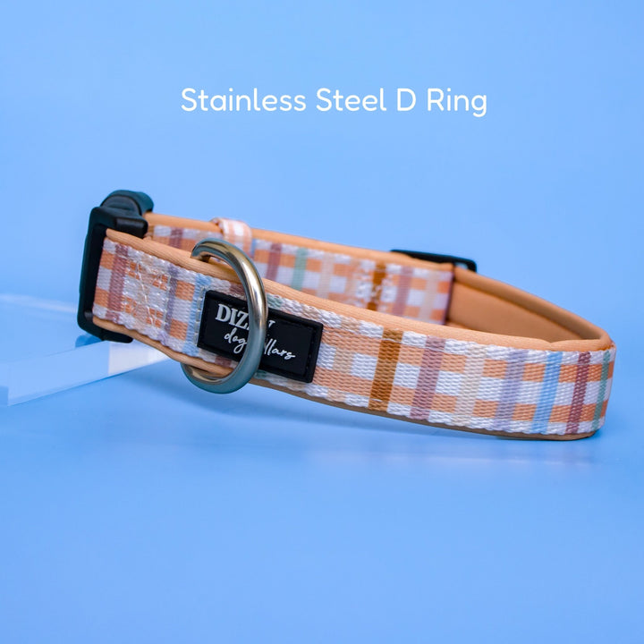Vintage Gingham Dog Collar | Neoprene & Stainless Steel