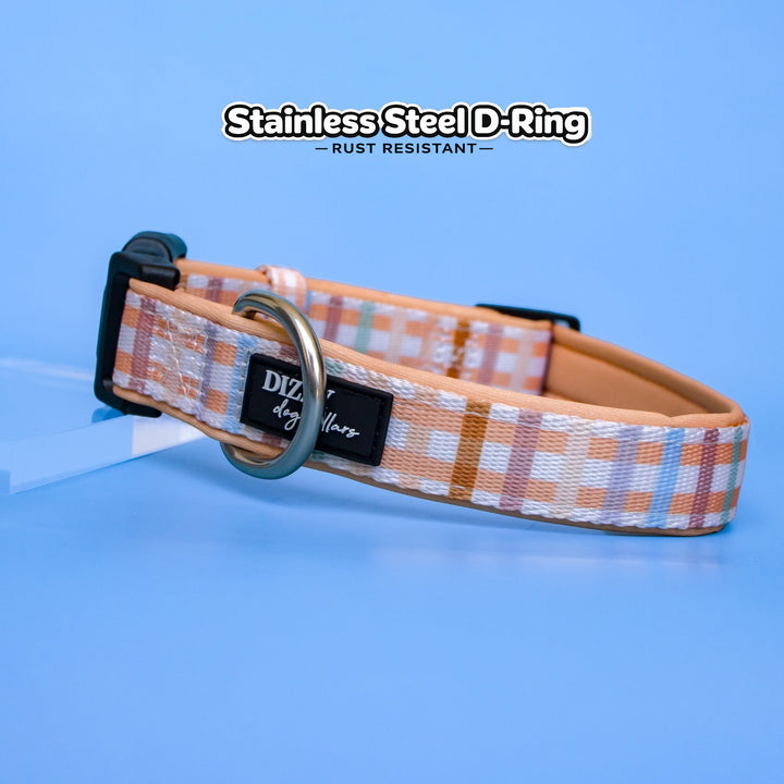 Vintage Gingham Dog Collar | Neoprene & Stainless Steel