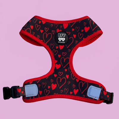 DOG HARNESS | Love Hearts | Neck Adjustable Dog Harness-BFF-Dizzy Dog Collars