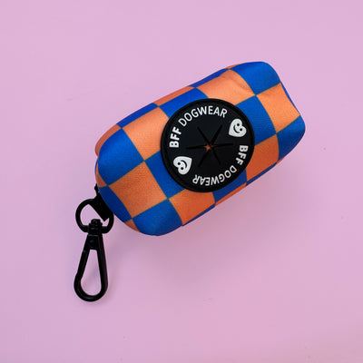 Orange and Blue Checkers | Waste Bag Holder-BFF-Dizzy Dog Collars