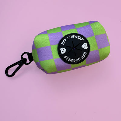 Lilac and Green Checkers | Waste Bag Holder-BFF-Dizzy Dog Collars
