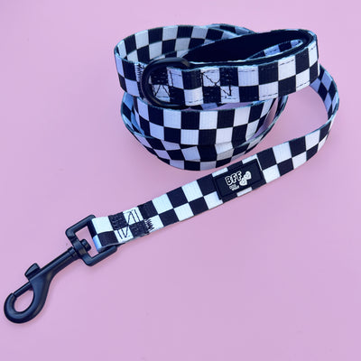 Black and White Checkers | Dog Leash-BFF-Dizzy Dog Collars