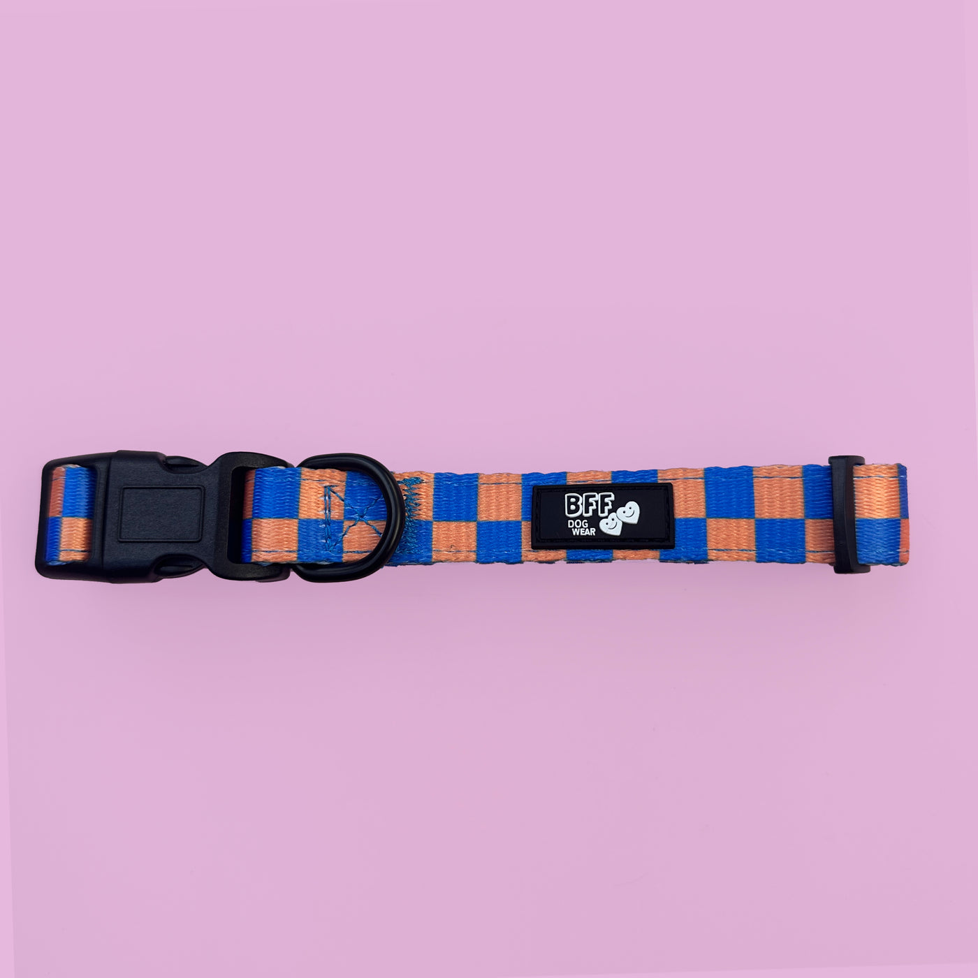 Orange and Blue Checkers | Neoprene Dog Collar-Dizzy Dog Collars