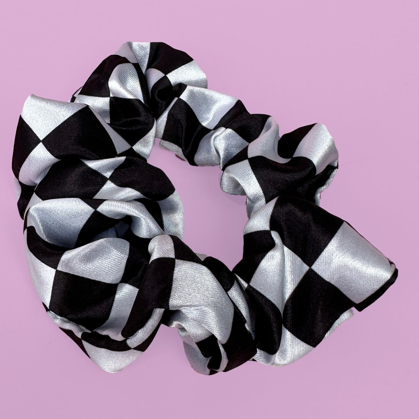 Black and White Checkers | Silk Hair Scrunchie-BFF-Dizzy Dog Collars