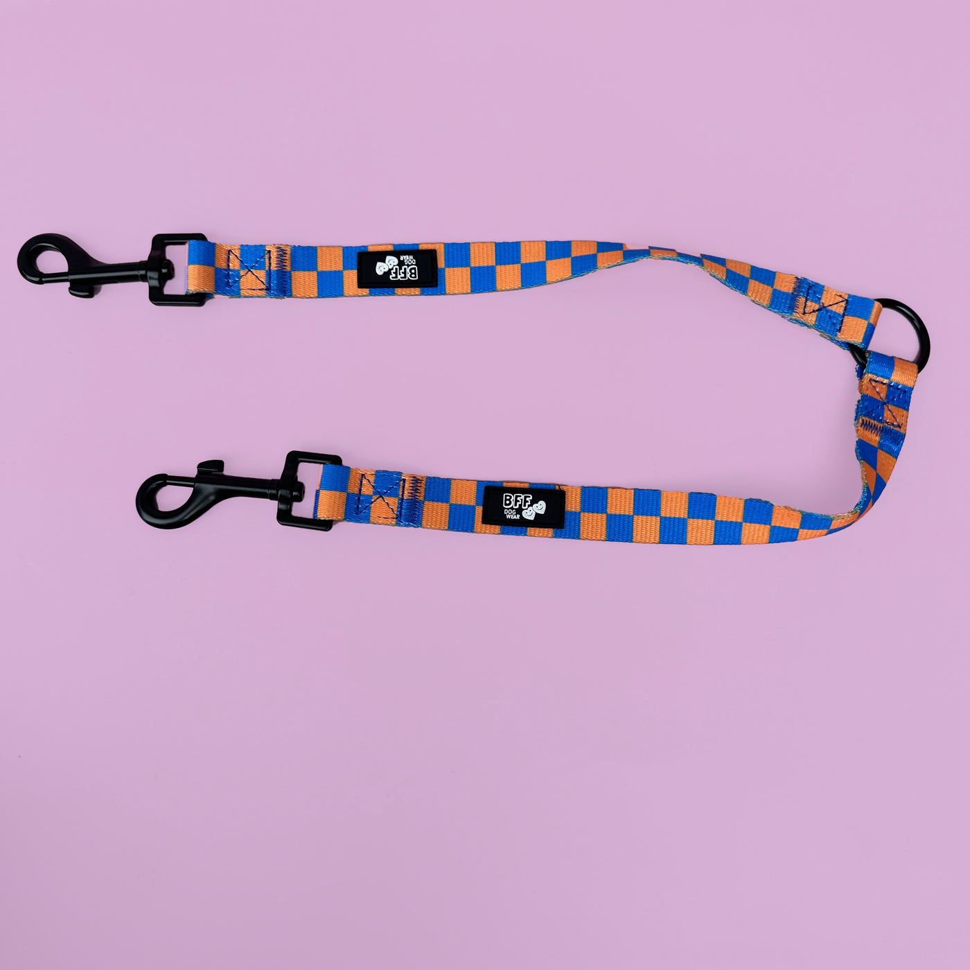 Orange and Blue Checkers | Lead Splitter-BFF-Dizzy Dog Collars