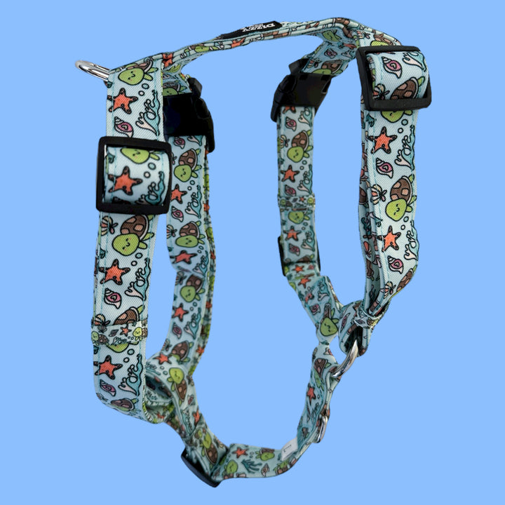 Step in H Harness with front & back attachment | Turtle Tots | Fully Padded Canvas & Neoprene Harness