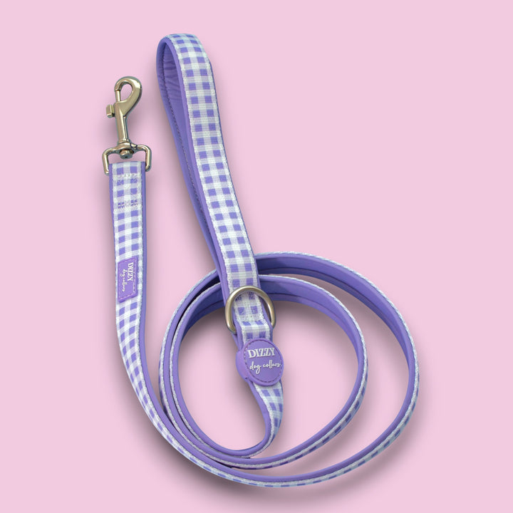 Lavender Gingham Dog Leash | Fully Padded Neoprene Lead