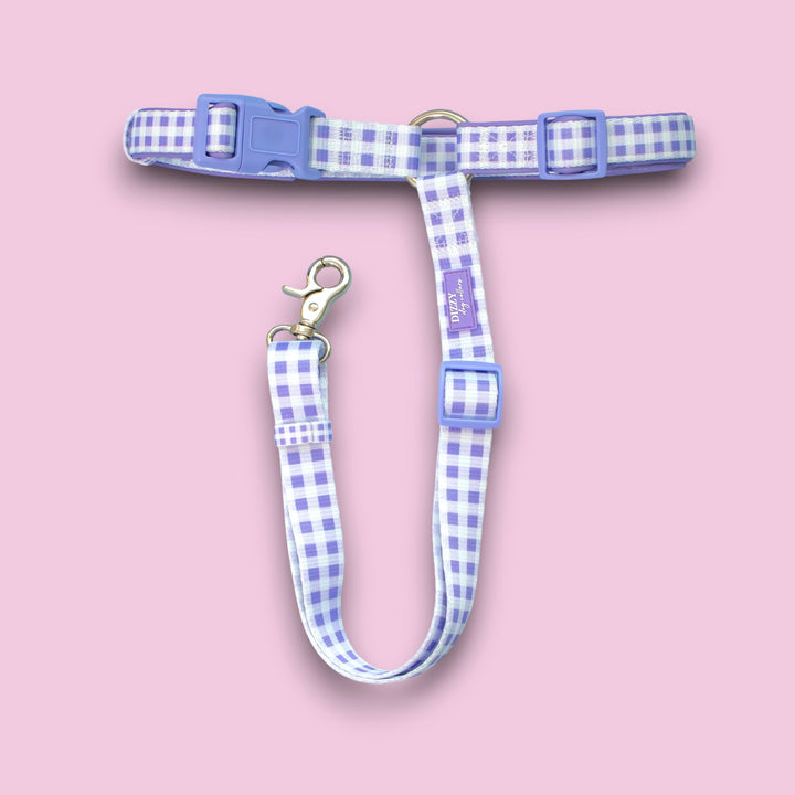 Car Headrest Restraint  | Lavender Gingham| Dog Car Restraint Tether