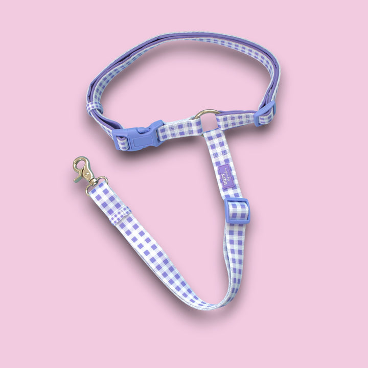 Car Headrest Restraint  | Lavender Gingham| Dog Car Restraint Tether
