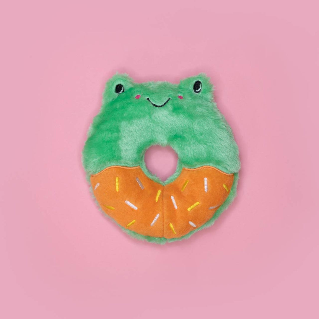 Zippy Paws Donutz Buddy Plush Squeaker Dog Toy - Frog