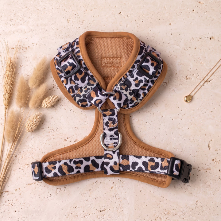 DOG HARNESS | Latte Leopard | Neck Adjustable Dog Harness