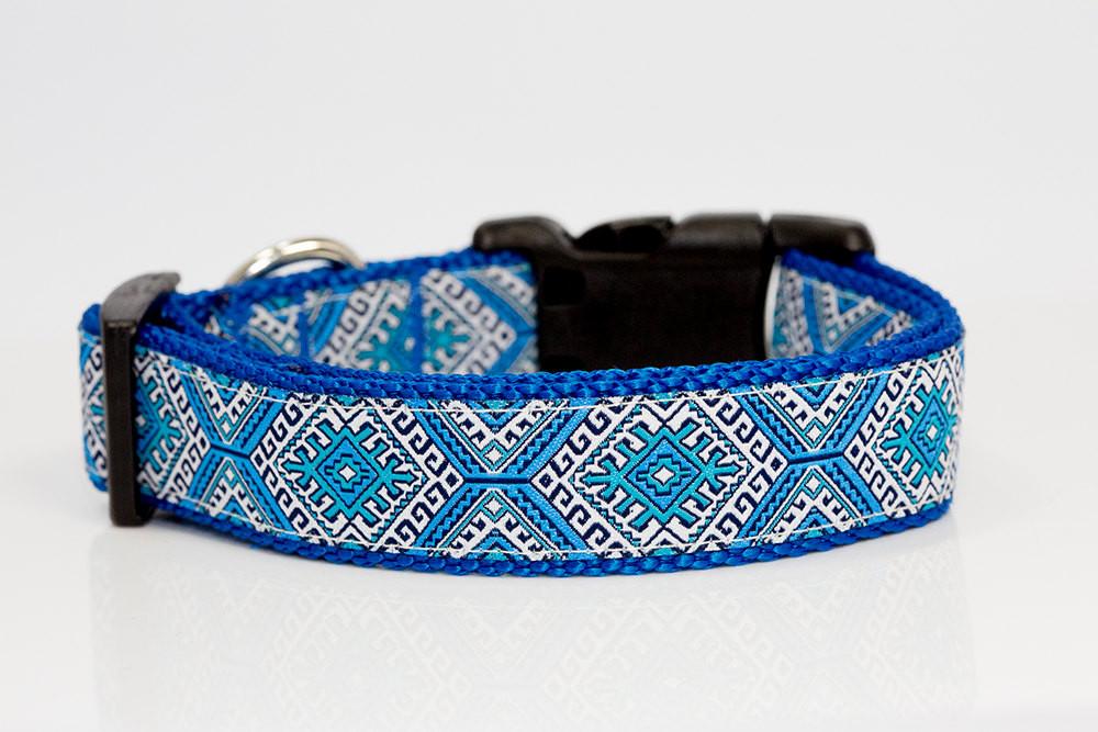 Blue Mexican Dog Collar XS-XL-Dog Collar-Dizzy Dog Collars-XS 5/8" (1.5cm) Wide-Dizzy Dog Collars