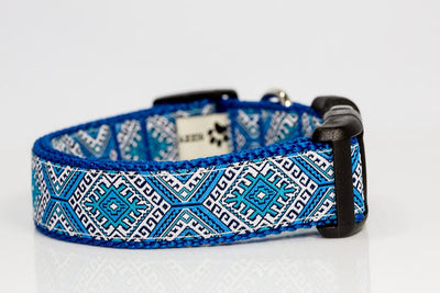 Blue Mexican Dog Collar XS-XL-Dog Collar-Dizzy Dog Collars-XS 5/8" (1.5cm) Wide-Dizzy Dog Collars