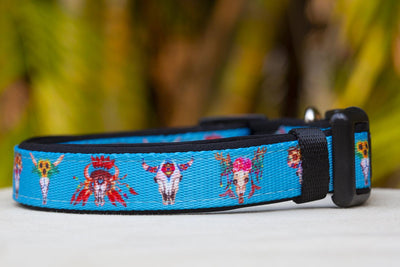 Boho Hippie Skulls Dog Collar (Premade)-Dog Collar-Dizzy Dog Collars