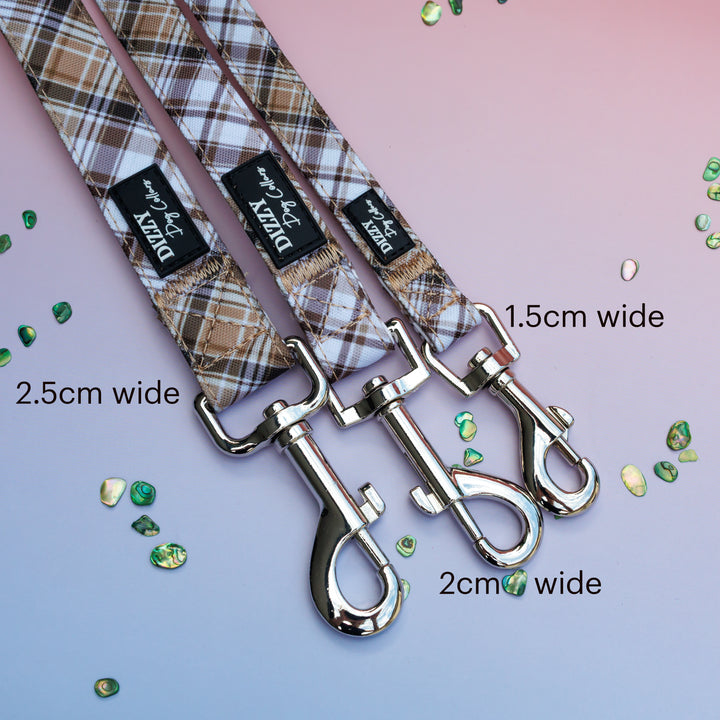 Maplewood: Caramel & Brown Plaid Dog Leash Fully Padded Leash