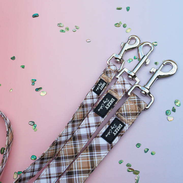 Maplewood: Caramel & Brown Plaid Dog Leash Fully Padded Leash