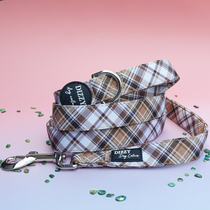 Maplewood: Caramel & Brown Plaid Dog Leash Fully Padded Leash