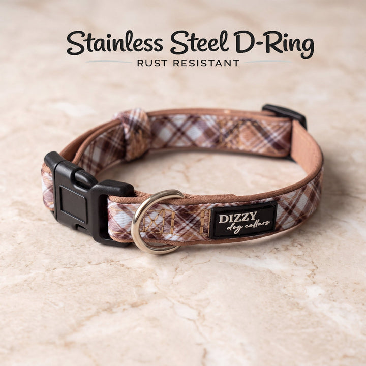 Maplewood: Caramel & Brown Plaid Dog Collar | Neoprene Dog Collar