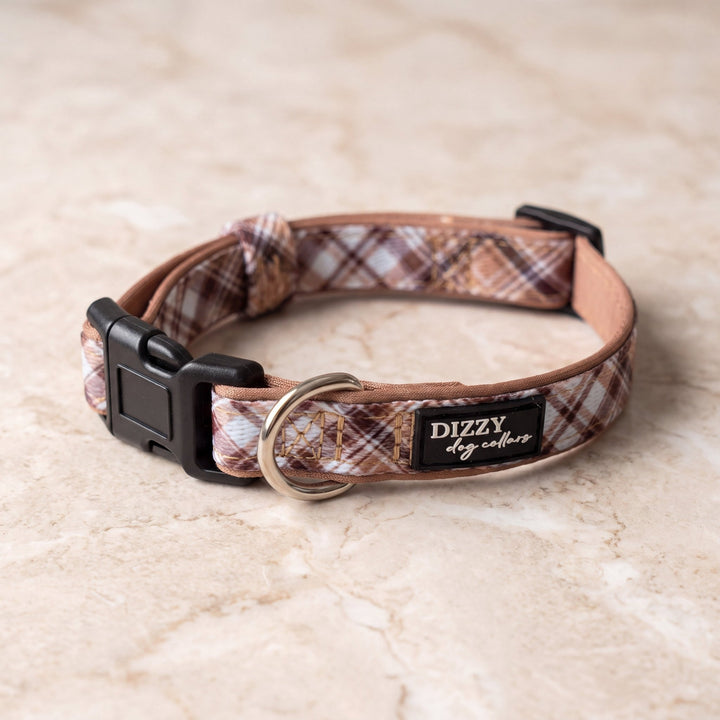 Maplewood: Caramel & Brown Plaid Dog Collar | Neoprene Dog Collar