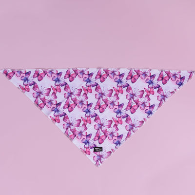 Bandana | Tie Up Dog Bandana | Pink Butterflies-Bandana-Dizzy Dog Collars