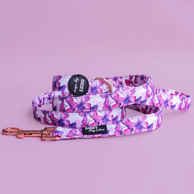 Pink Butterflies Dog Leash | Canvas & Neoprene | Premium Quality Fully Padded Leash-Leash-Dizzy Dog Collars