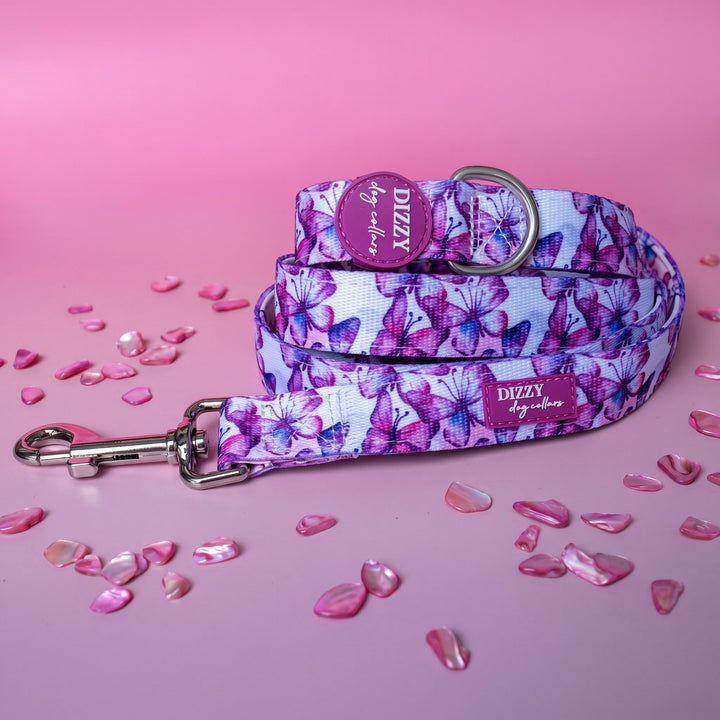 Candy Sky Butterfly - Pink Butterflies Dog Leash Fully Padded Leash