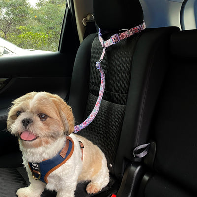 Car Headrest Restraint | Lilac Floral | Dog Car Restraint Tether-Dizzy Dog Collars