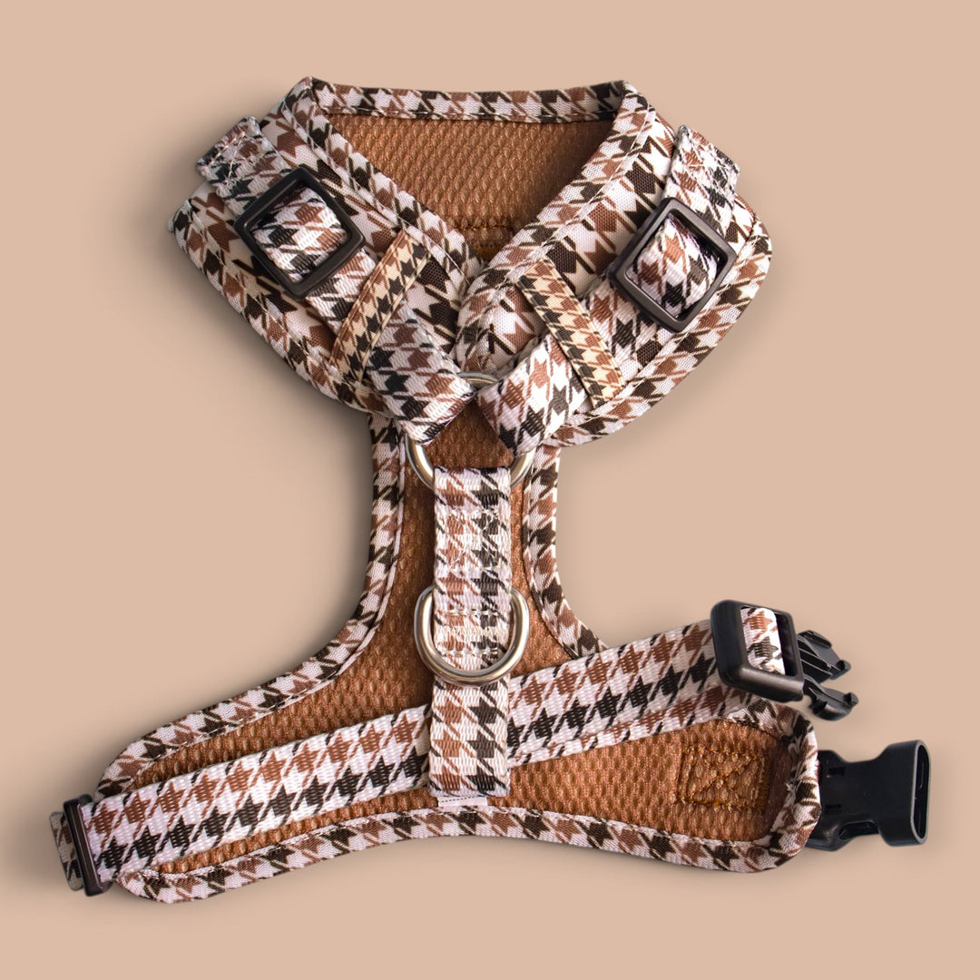 DOG HARNESS | Chestnut Tweed | Neck Adjustable Dog Harness