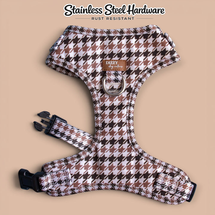 DOG HARNESS | Chestnut Tweed | Neck Adjustable Dog Harness
