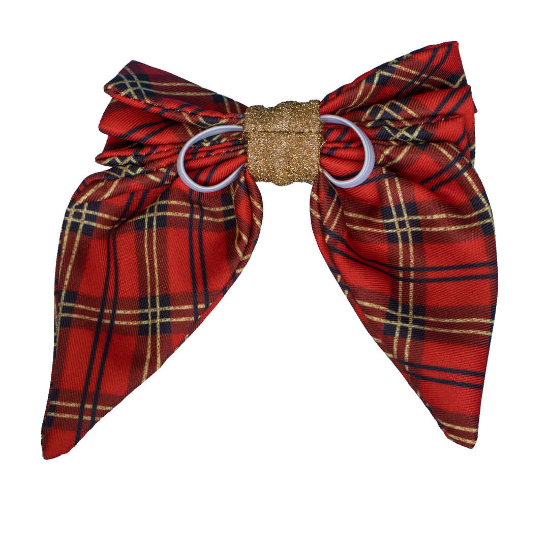 Dog Sailor Bow Tie | Gold & Christmas Plaid