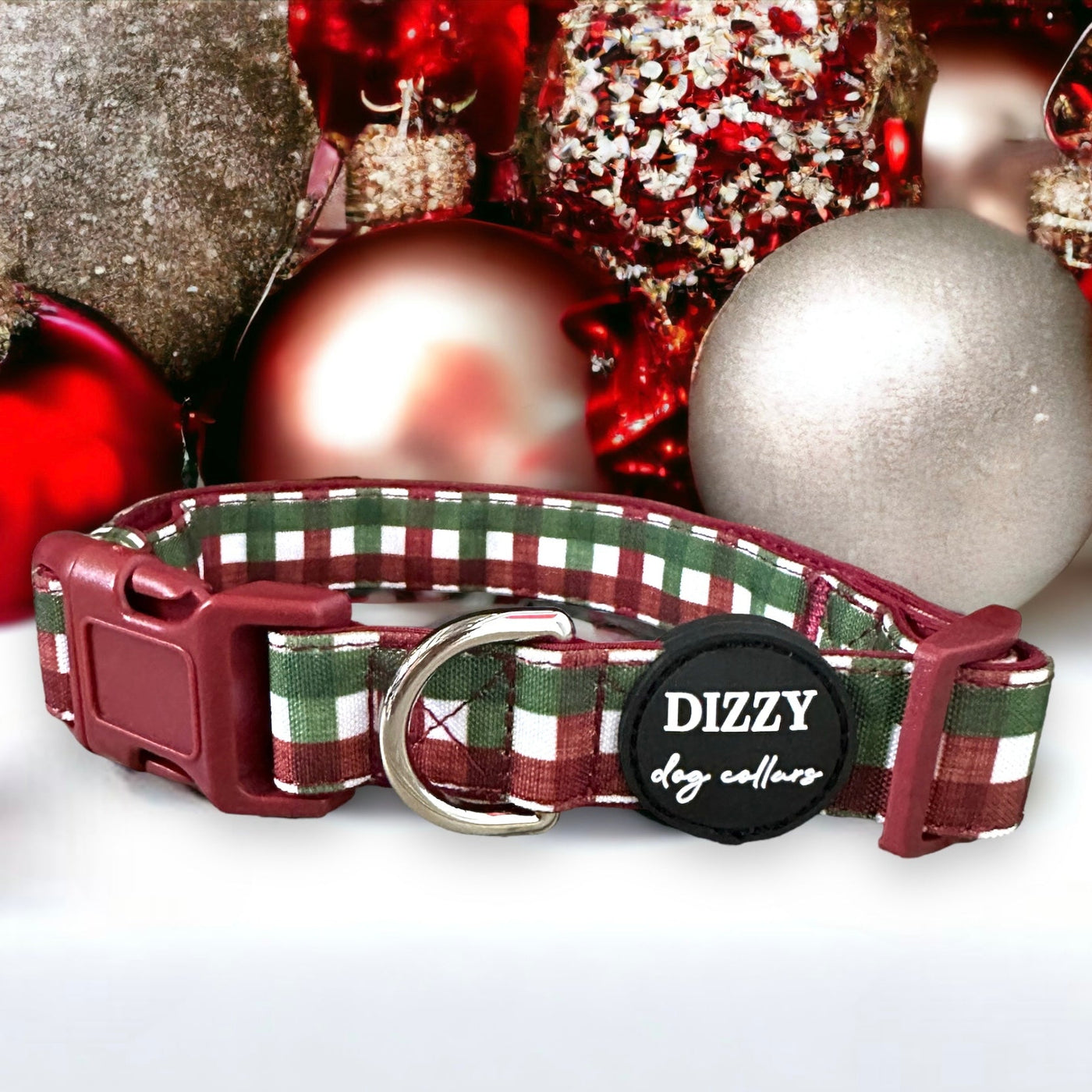 Christmas Gingham Dog Collar | Canvas & Neoprene Dog Collar-Dog Collar-Dizzy Dog Collars