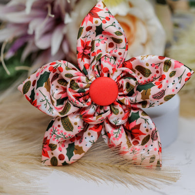 Collar Flower | Poinsettia | Christmas Flowers-Bow-Dizzy Dog Collars